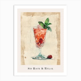 Sip Back & Relax Cocktail Poster 2 Art Print