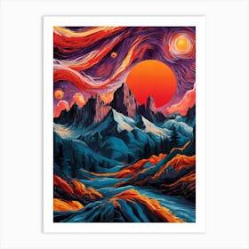 Sunset Over Mountains 2 Art Print