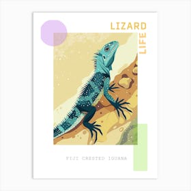 Fiji Crested Iguana Abstract Modern Illustration 3 Poster Art Print