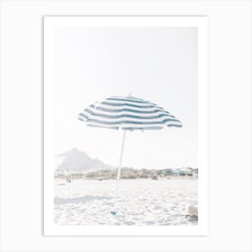 Blue And White Umbrella Art Print