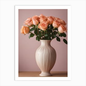 A Vase Of Pink Roses 93 Art Print