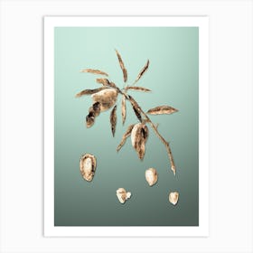 Gold Botanical Almond on Mint Green n.0889 Art Print