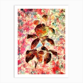 Impressionist Agatha Rose in Bloom Botanical Painting in Blush Pink and Gold n.0014 Art Print