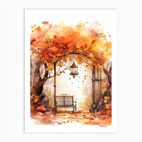 Cute Autumn Fall Scene 10 Art Print