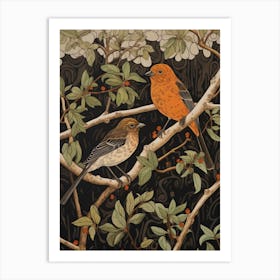 Art Nouveau Birds Poster Hermit Thrush 2 Art Print