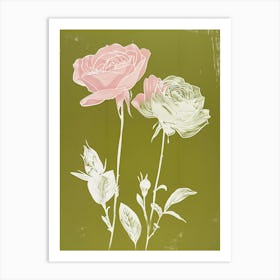 Pink & Green Rose 3 Art Print