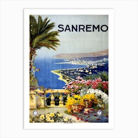 Vintage Sanremo Travel Poster, Dawn Hudson Art Print