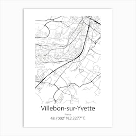 Villebon Sur Yvette,France Minimalist Map Art Print