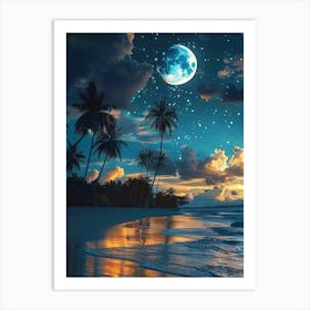 Moonlight Beach Art Print