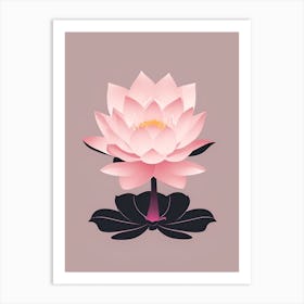 A Pink Lotus In Minimalist Style Vertical Composition 36 Art Print