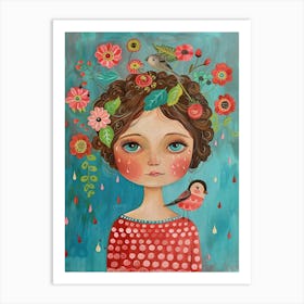 Girl With Flowers 18 Art Print