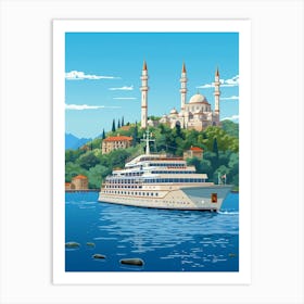 Bosphorus Cruise Prince Islands Pixel Art 7 Art Print