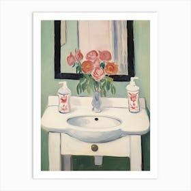 Bathroom Vanity Painting With A Rose Bouquet 4 Art Print