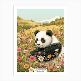 Giant Panda In A Field Of Flowers Poster 4 Art Print