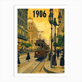 Aihrgdesign A Retro Travel Poster Of A Bustling 1906 City Str 60df6d6c Bfc2 4ba2 81fa 4df0e407d7e1 1 Art Print