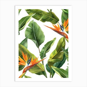 Bird Of Paradise Seamless Pattern 7 Art Print