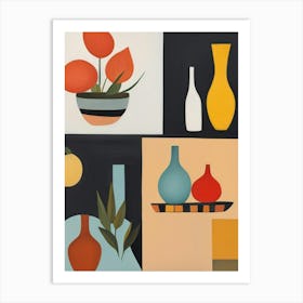 Vases And Fruit Art Print