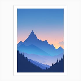 Misty Mountains Vertical Composition In Blue Tone 184 Art Print