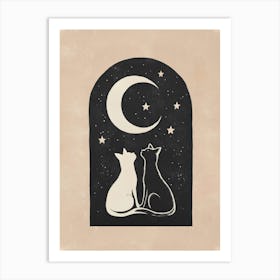 Cats In The Moonlight Art Print