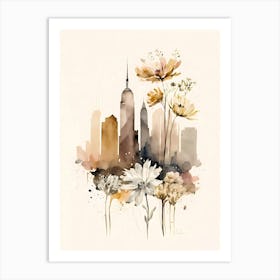 New York City Skyline watercolor Art Print