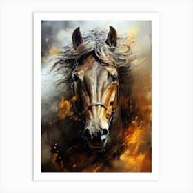 Horse In Flames Art Print