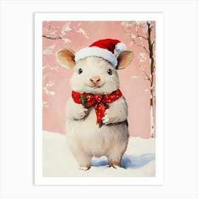 Santa Chinchilla Art Print