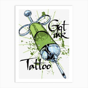 Tattoo Ink Abstract Vector Needle Green Art Print