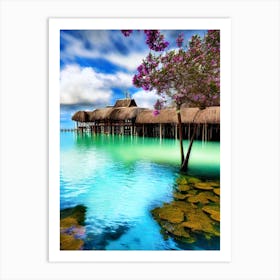 Thatched Hut On The Beach Art Print