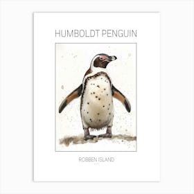 Humboldt Penguin Robben Island Watercolour Painting 4 Poster Art Print