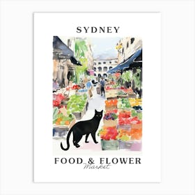 Food Market With Cats In Sydney 2 Poster Art Print