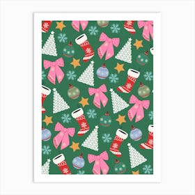 Cute Christmas Green Art Print