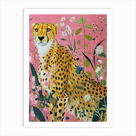 Floral Animal Painting Cheetah 4 Art Print