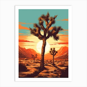  Retro Illustration Of A Joshua Tree At Sunset 1 Art Print