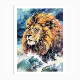 Transvaal Lion Family Bonding Fauvist Painting 4 Art Print