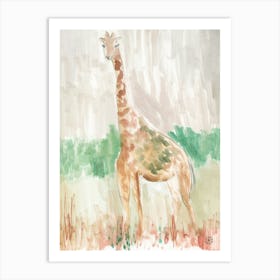 Watercolor Giraffe In Beige - animal vertical nature kids room children nursery Art Print