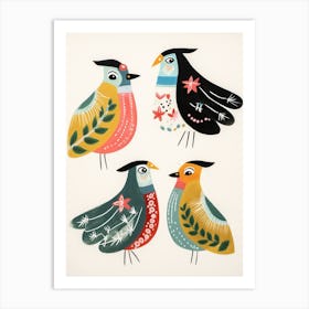 Folk Style Bird Painting Baldpate 2 Art Print