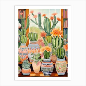 Cactus Painting Maximalist Still Life Melocactus Cactus 4 Art Print