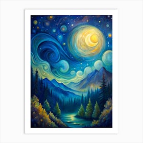 The Night and Moonlight Art Print