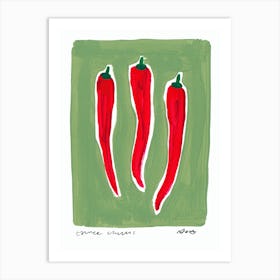 Three Chillis Green Food Art Print