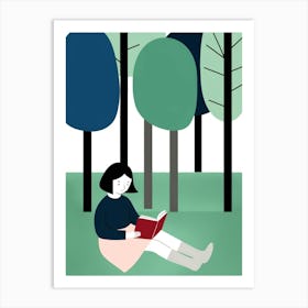 Girl Reading A Book In The Park Art Print