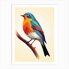 Colourful Geometric Bird Robin 2 Art Print