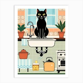 Cat In The Kitchen 2 Art Print