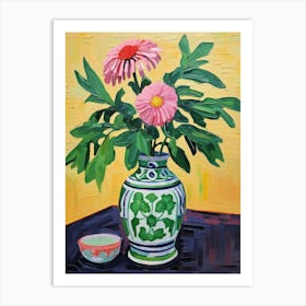 Flowers In A Vase Still Life Painting Asters 3 Art Print