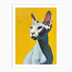 Sphynx Cat Relief Illustration 3 Art Print