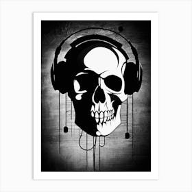 Skull With Headphones 103 Art Print