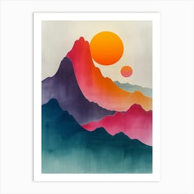 Sunset In The Mountains 50 Art Print