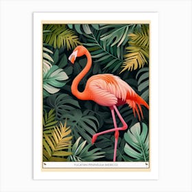Greater Flamingo Yucatn Peninsula Mexico Tropical Illustration 4 Poster Art Print