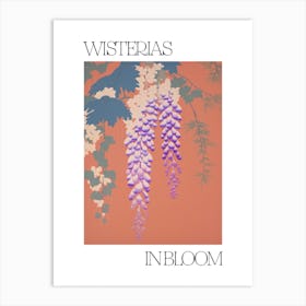 Wisterias In Bloom Flowers Bold Illustration 3 Art Print