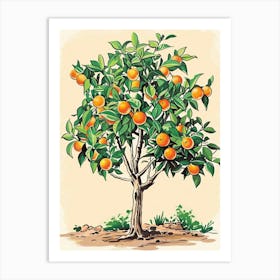 Orange Tree Storybook Illustration 4 Art Print