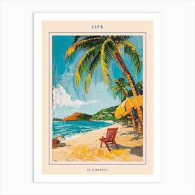 Retro Beach Scene Poster 2 Art Print